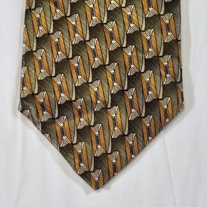 Vintage XMI for Nordstrom Gold and Orange Print Silk Tie